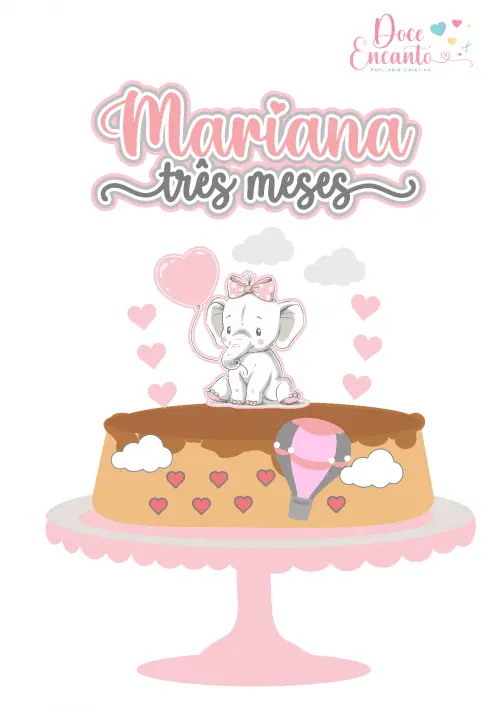 Arquivo de corte topo de bolo Elefantinho