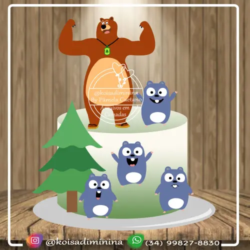 Arquivo de corte topo de bolo Grizzy and the Lemmings