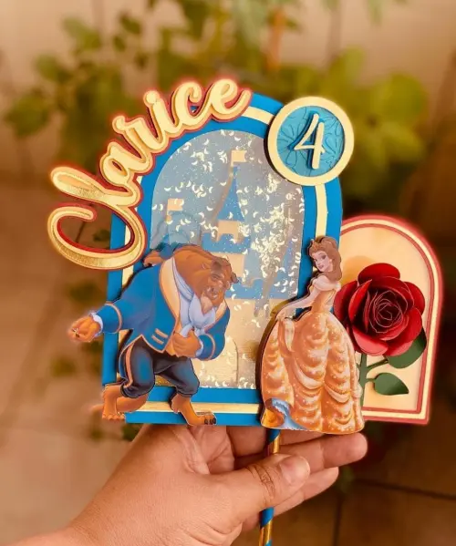 Arquivo de corte Topo de bolo Bela e a Fera