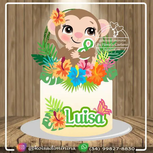 Arquivo de corte topo de bolo Macaquinho