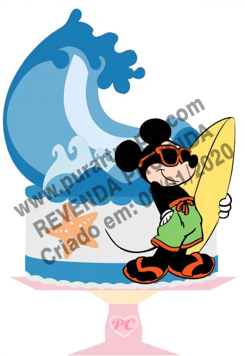 Arquivo de corte topo de bolo Surf