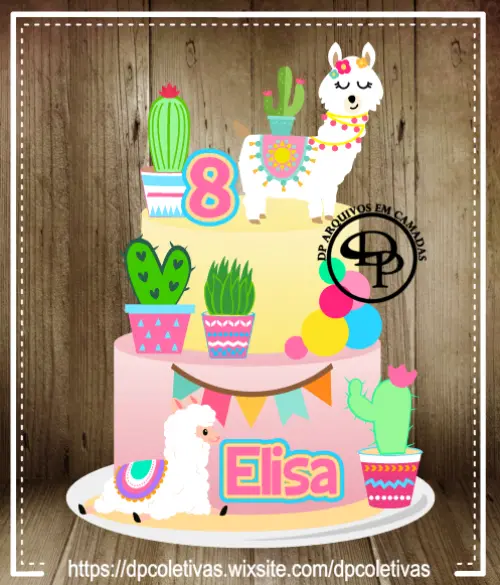 Arquivo de corte topo de bolo Lhama