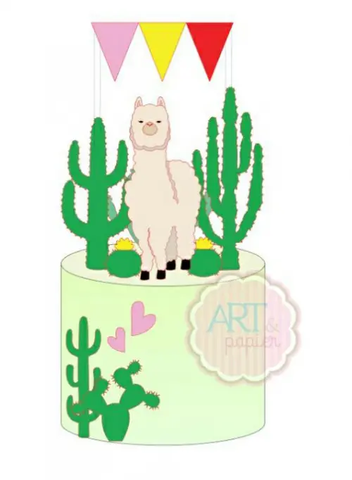 Arquivo de corte topo de bolo Lhama