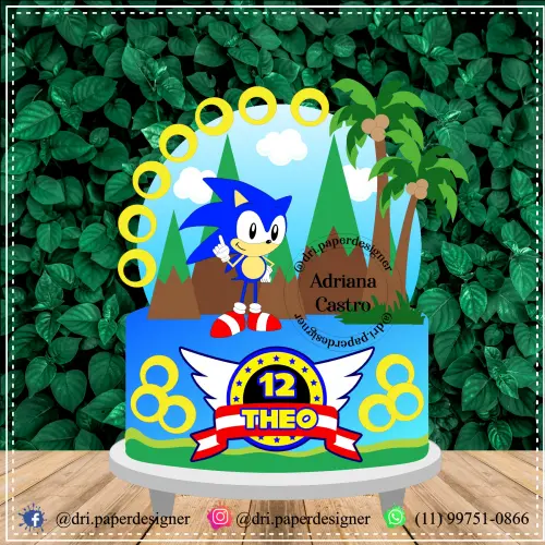 Arquivo de corte topo de bolo Sonic