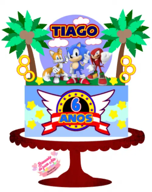 Arquivo de corte topo de bolo Sonic