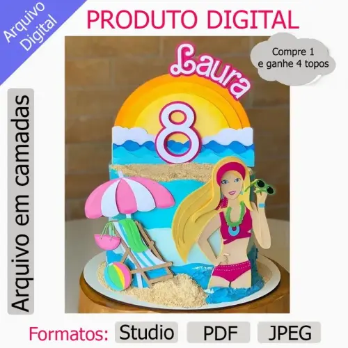 Arquivo de corte topo de bolo Barbie