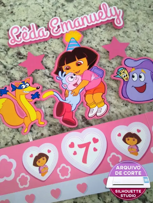 Arquivo de corte topo de bolo Dora