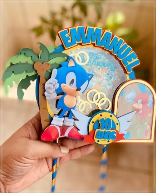 Arquivo de corte topo de bolo Sonic