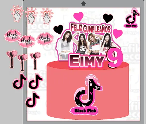 Arquivo de corte topo de bolo Black Pink
