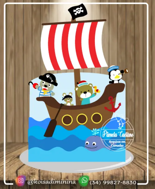 Arquivo de corte topo de bolo Pirata