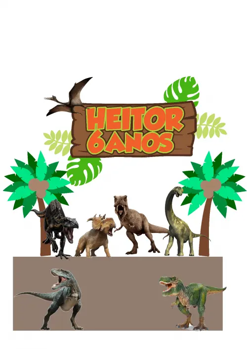 Arquivo de corte topo de bolo Dinossauro