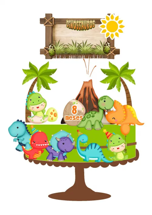 Arquivo de corte topo de bolo Dinossauro