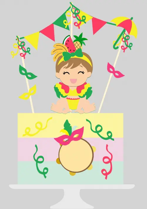 Arquivo de corte topo de bolo Carmem Miranda