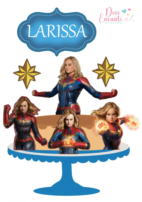 Arquivo de corte topo de bolo Capitã Marvel