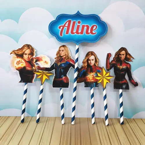 Arquivo de corte topo de bolo Capitã Marvel