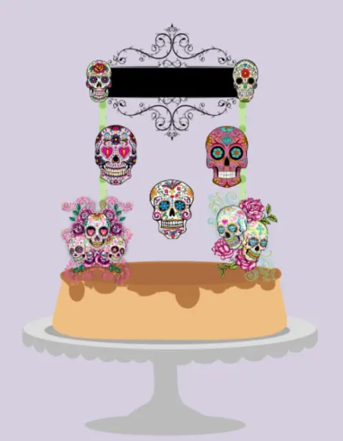 Arquivo de corte topo de bolo Caveira mexicana