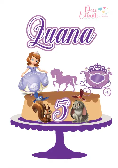 Arquivo de corte  Topo de Bolo Princesa Sofia