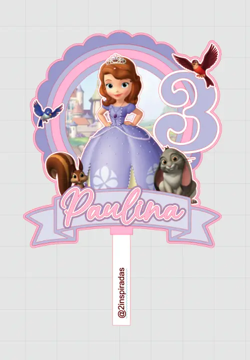 Arquivo de corte  Topo de Bolo Princesa Sofia