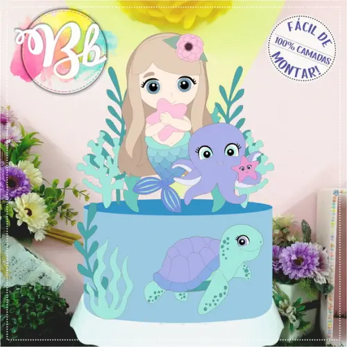 Arquivo de corte topo de bolo Sereia