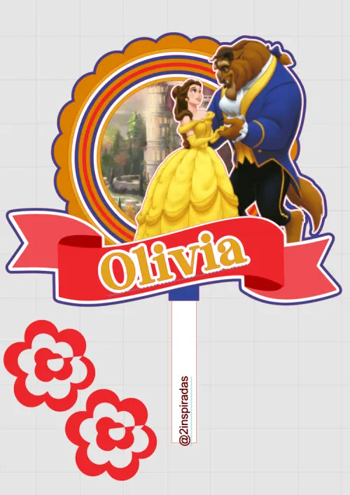 Arquivo de corte Topo de bolo Bela e a Fera