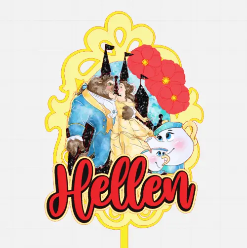 Arquivo de corte Topo de bolo Bela e a Fera