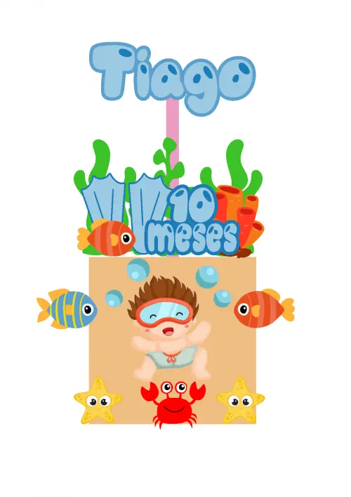 Arquivo de corte topo de bolo Fundo do Mar