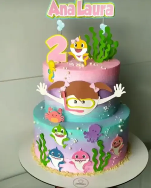 Arquivo de corte topo de bolo Fundo do Mar