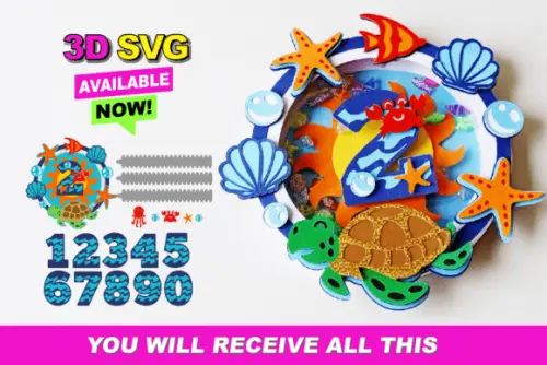 Arquivo de corte topo de bolo Fundo do Mar