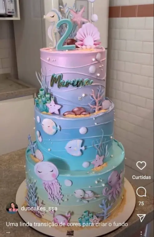 Arquivo de corte topo de bolo Fundo do Mar