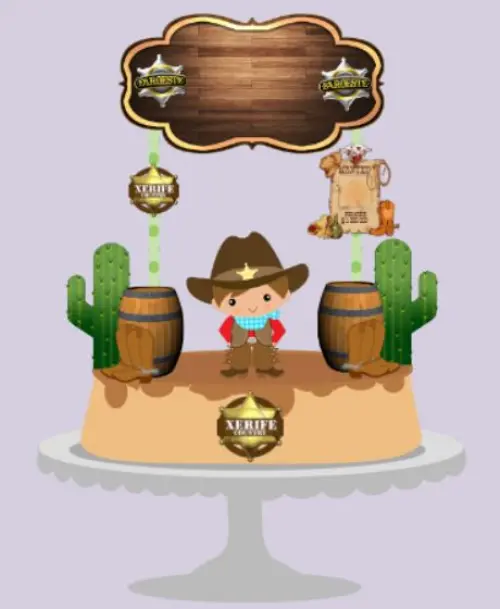 Arquivo de corte  Topo de Bolo Cowboy