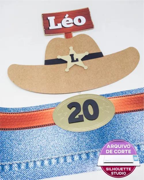 Arquivo de corte  Topo de Bolo Cowboy