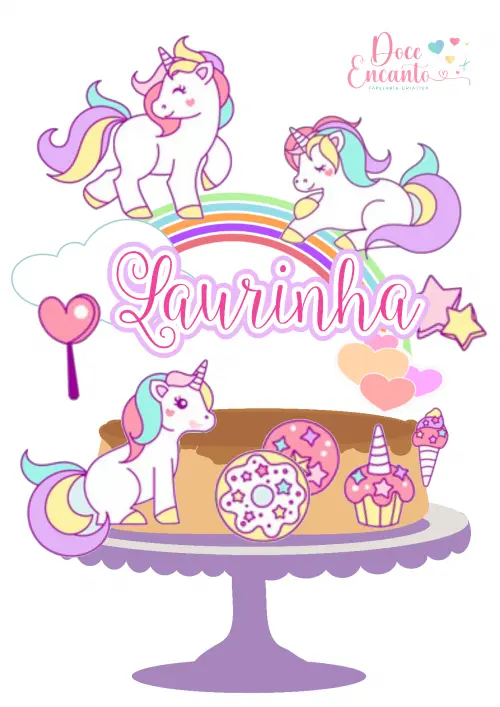 Arquivo de corte topo de bolo Unicórnio