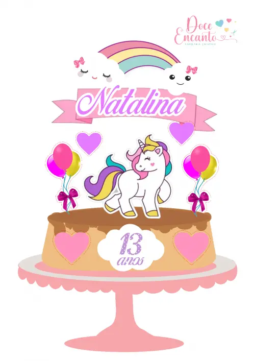 Arquivo de corte topo de bolo Unicórnio