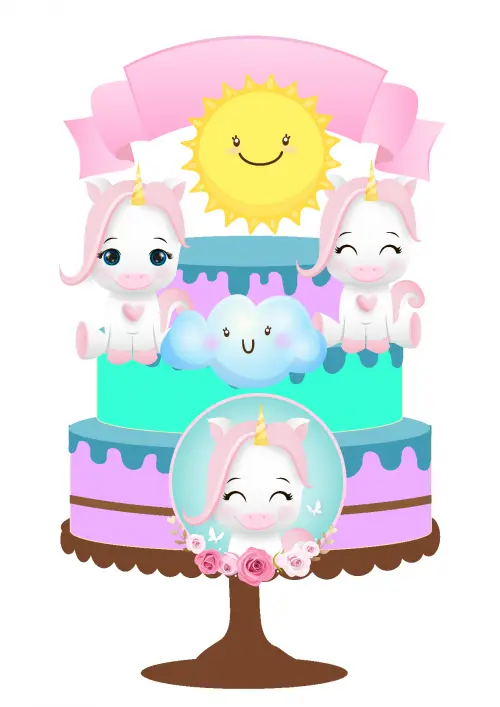 Arquivo de corte topo de bolo Unicórnio