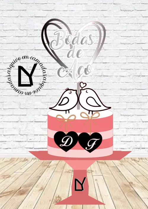 Arquivo de corte topo de bolo Bodas de aço