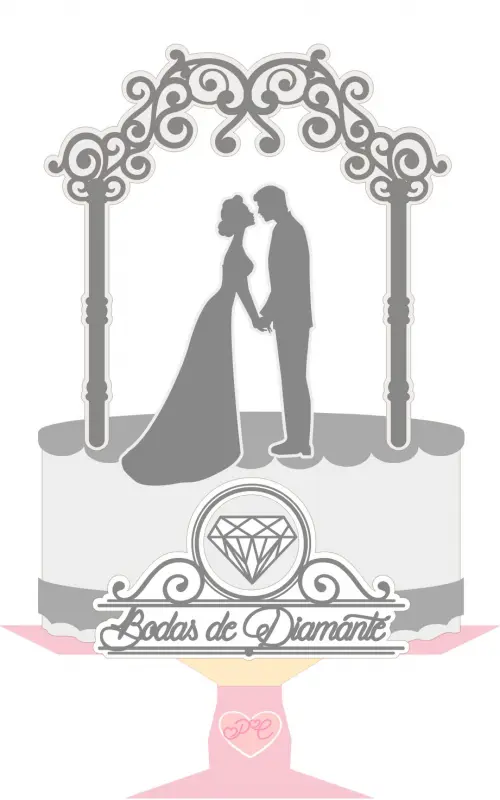 Arquivo de corte topo de bolo Bodas de diamante