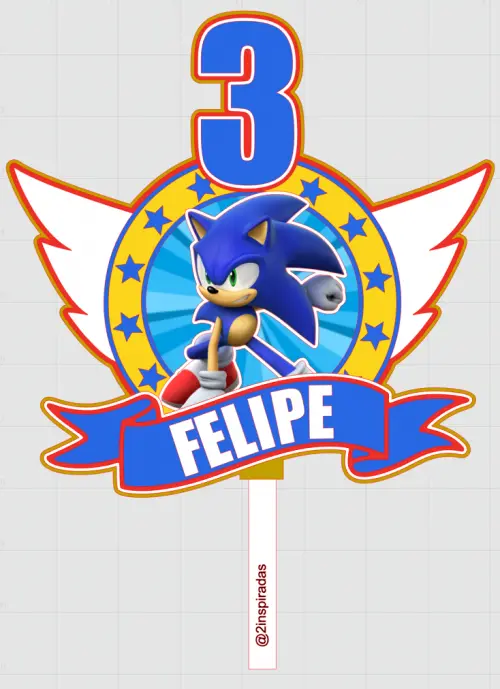 Arquivo de corte topo de bolo Sonic