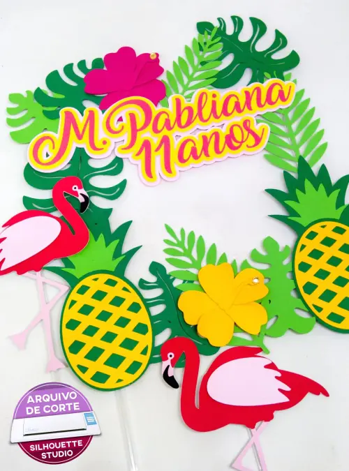 Arquivo de corte topo de bolo Flamingo