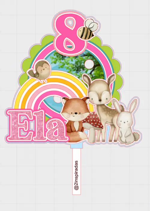 Arquivo de corte topo de bolo animais do Bosque