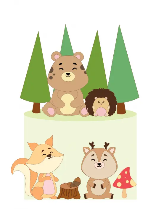 Arquivo de corte topo de bolo animais do Bosque