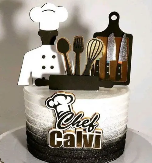 Arquivo de corte topo de bolo Chef de Cozinha