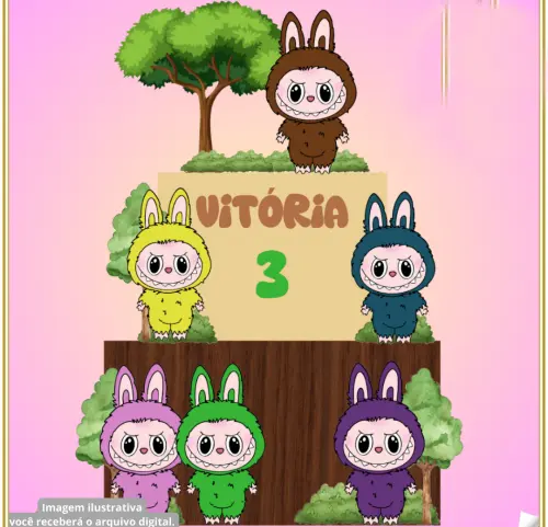 Arquivo de corte topo de bolo Labubu