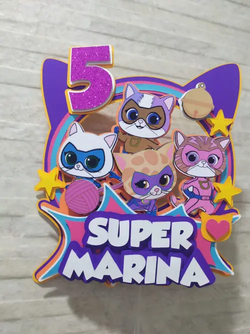 Topo de Bolo Super kitties