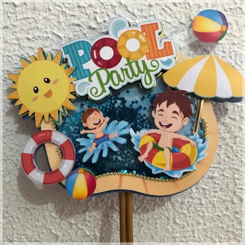 Arquivo de corte topo de bolo pool Party