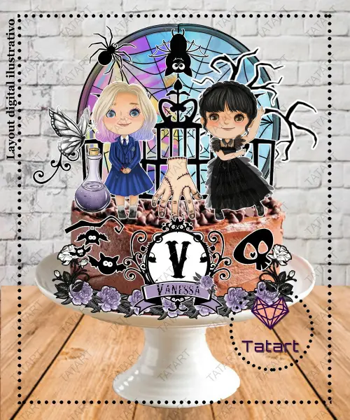 Topo de bolo Wandinha