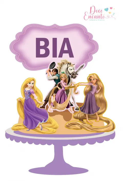 Topo de Bolo Rapunzel