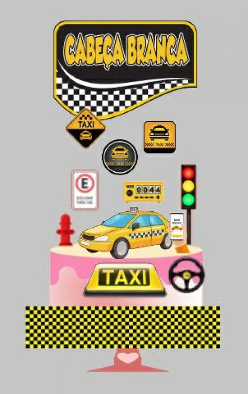topo de bolo Taxi