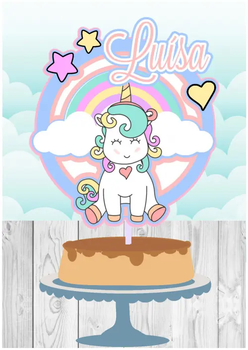 Topo de Bolo Unicórnio