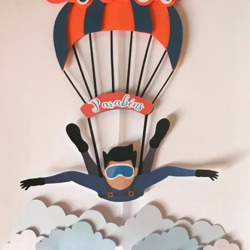 topo de bolo Paraquedas