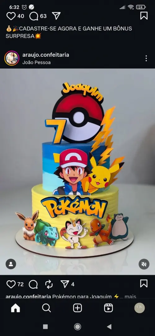 Topo de bolo Pokemon
